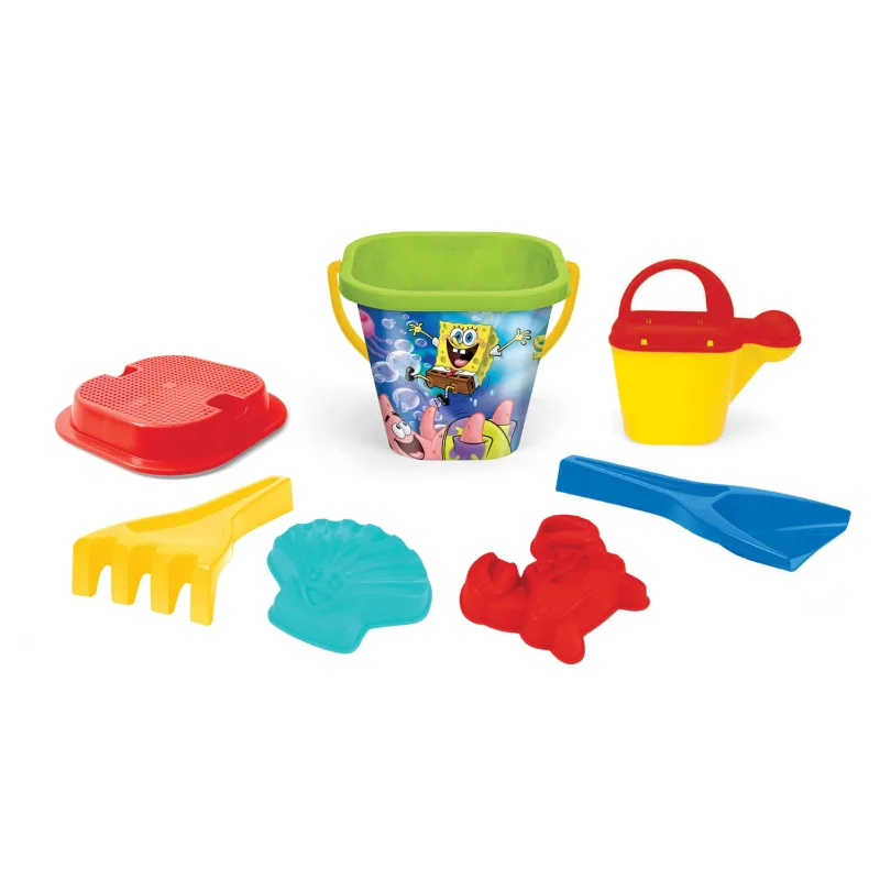 WADER Sada na piesok 7ks plast SpongeBob 3 farby v sieťke 19x27x19cm 12m+ Wader
