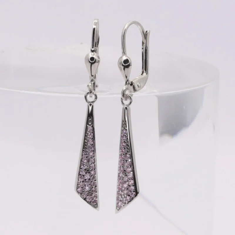 Zlaté visiace náušnice z bieleho zlata so zirkónmi KA LVS80W, 2.2 g, 2.20 g