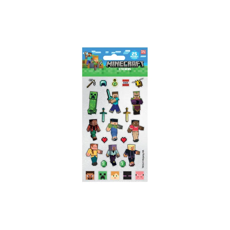 Samolepky Minecraft trblietavé 25ks vo fólii