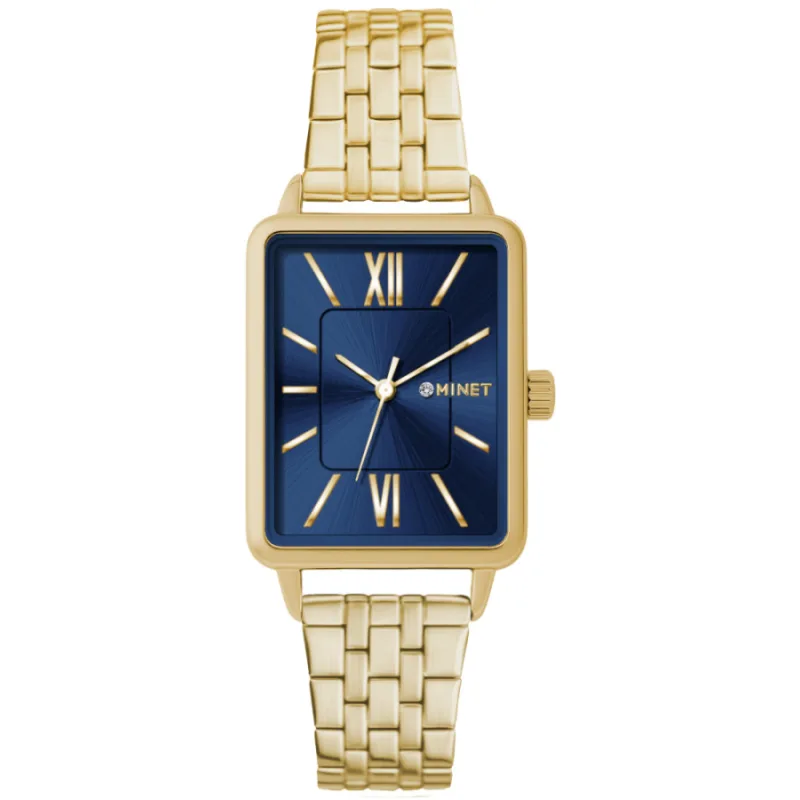 Zlatomodré dámske hodinky SIENA so zlatým oceľovým remienkom MINET MWL5429