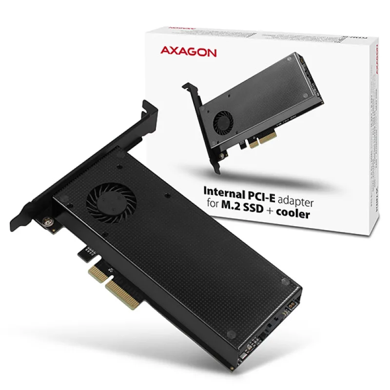AXAGON PCEM2-DC, PCIe x4 - M.2 NVMe M-key + SATA B-key slot adaptér, chladič, vč. LP PCEM2-DC