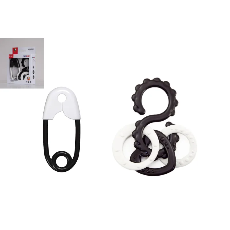 Profibaby Hrkalka 2 ks čiernobiela plast 13cm 2 farby v krabičke 12,5x16cm 0m+