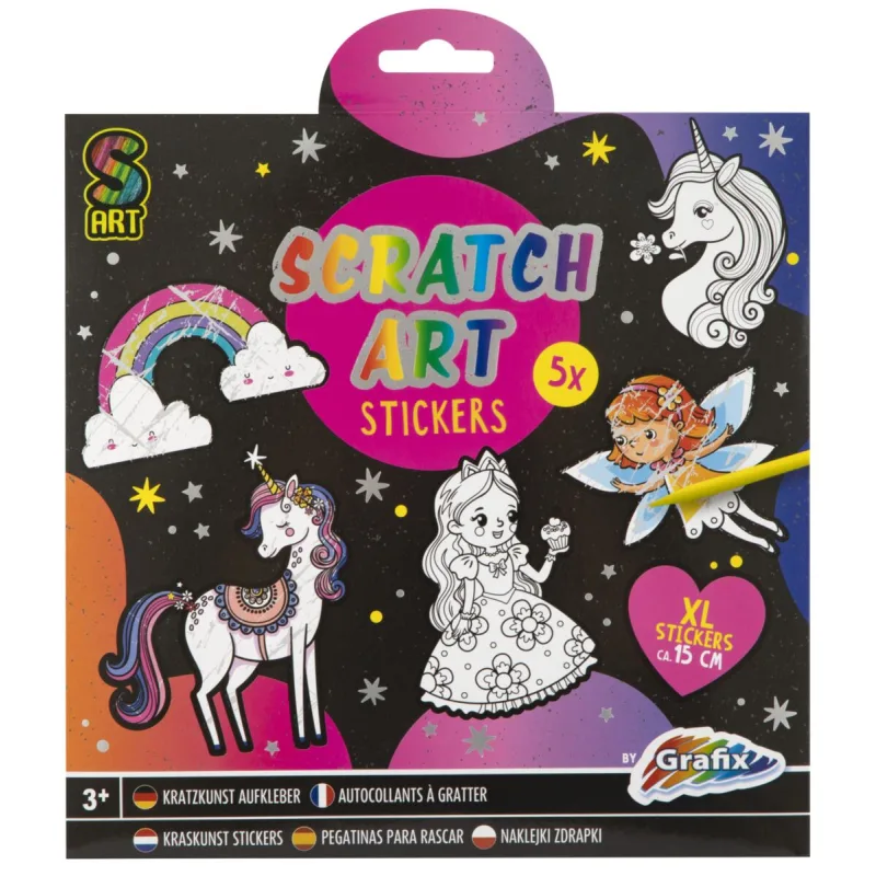 Rappa Kreatívny set vyškrabávacej samolepky 5 kusov + vyškrabávacie pero