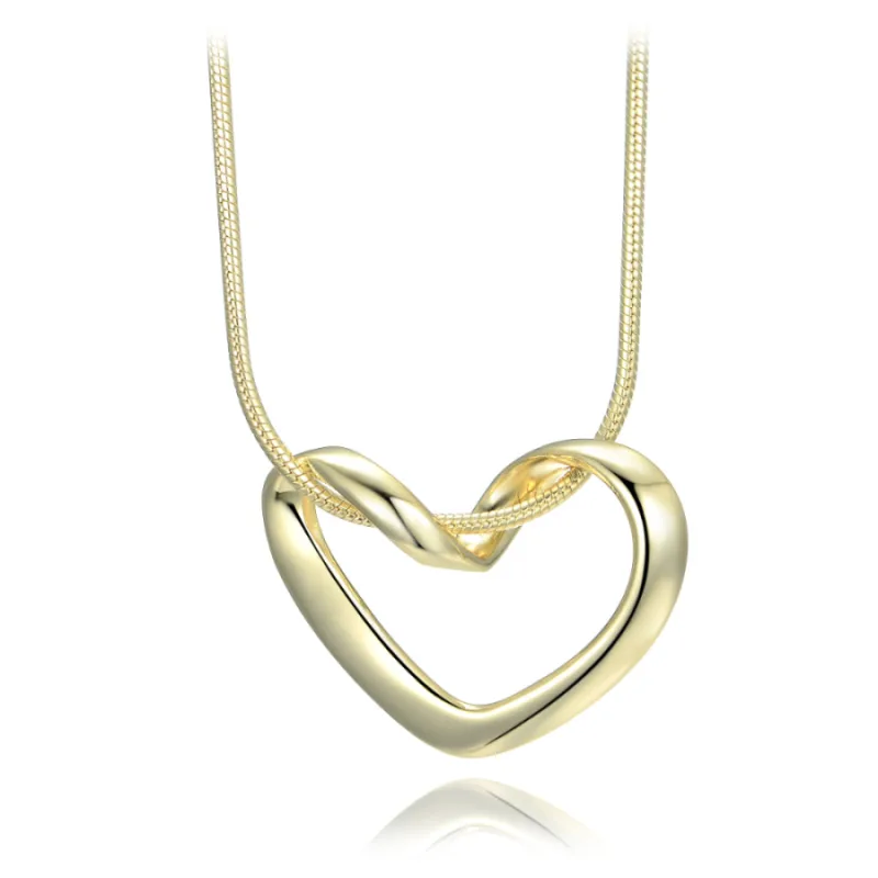 Pozlátený strieborný náhrdelník srdce MINET JMAN0614GN45