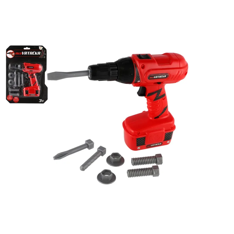 Teddies Aku Vŕtačka náradie plast 18x17cm s doplnkami na batérie so zvukom na karte 23x32cm