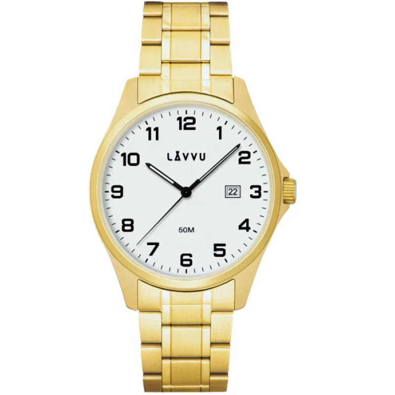 Pánske hodinky z nehrdzavejúcej ocele GLIMT Gold LAVVU LWM0323