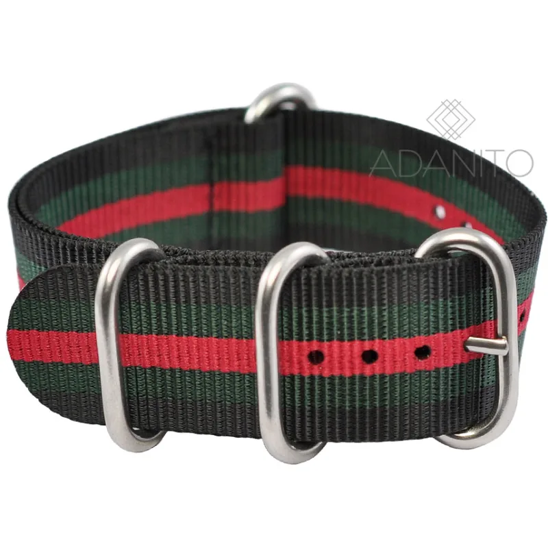 Nylonový Nato remienok na hodinky 24 mm ADANITO NATO2BKGNRD24