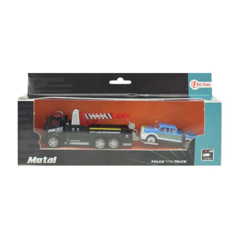 Teddies Auto odťahovka s žeriavom 2ks kov 18cm na spätné natiahnutie v krabičke 24x11x5cm