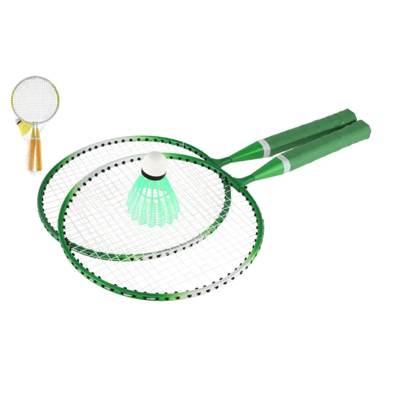 Teddies Badminton sada detská kov/plast 2 pálky + 1 košíček 2 farby v sieťke 23x45x6cm