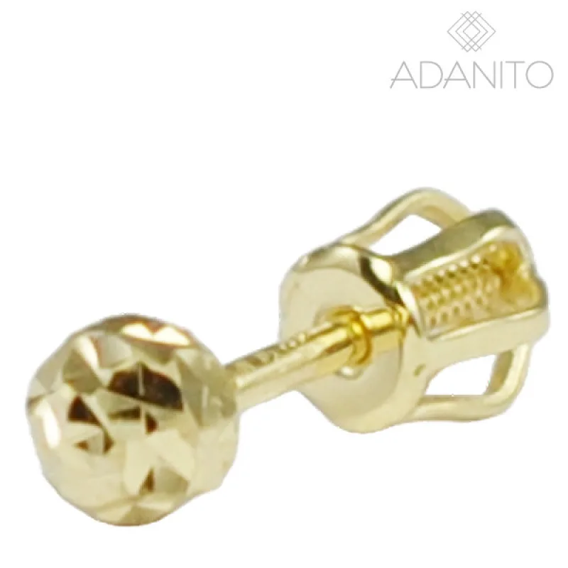 Zlatá náušnice pecka na šroubek kusovka ADANITO BRN1214G, 4 mm, 0.53 g