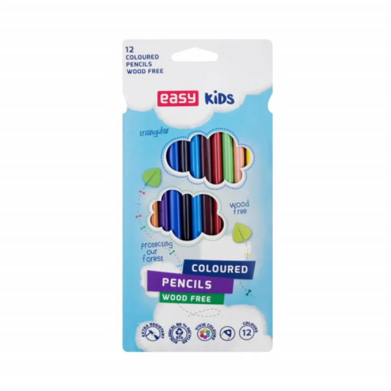 Easy Trojhranné bezdřevé pastelky z pryskyřice, 12ks