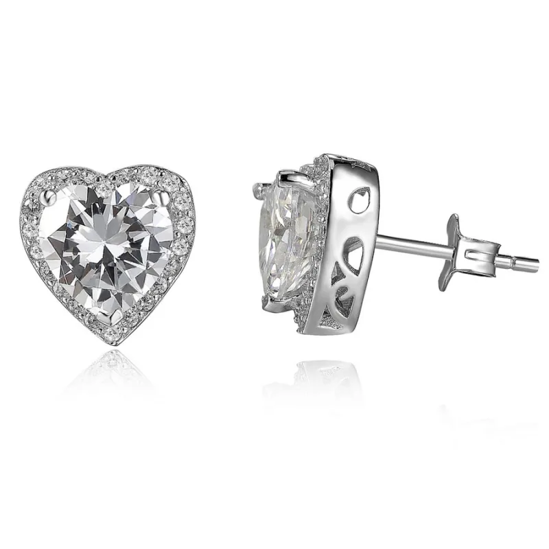 Strieborné náušnice srdiečka so zirkónmi MOISS E0003325