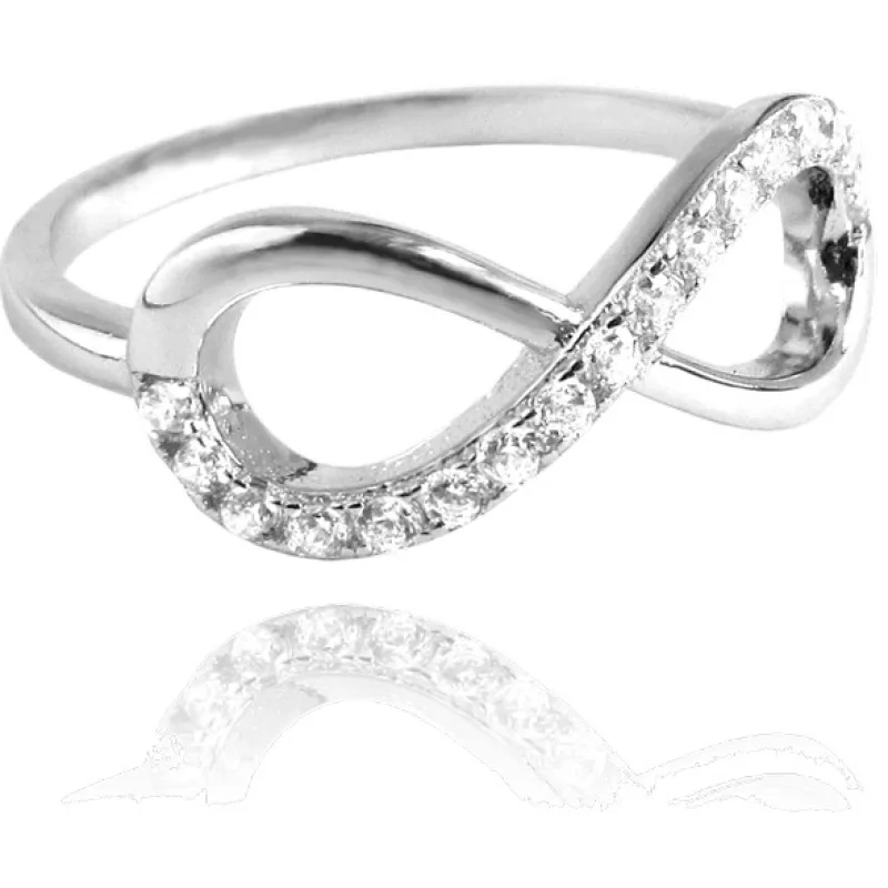 Strieborný prsteň Infinity s čírymi zirkónmi MINET JMAN0076SR, 54