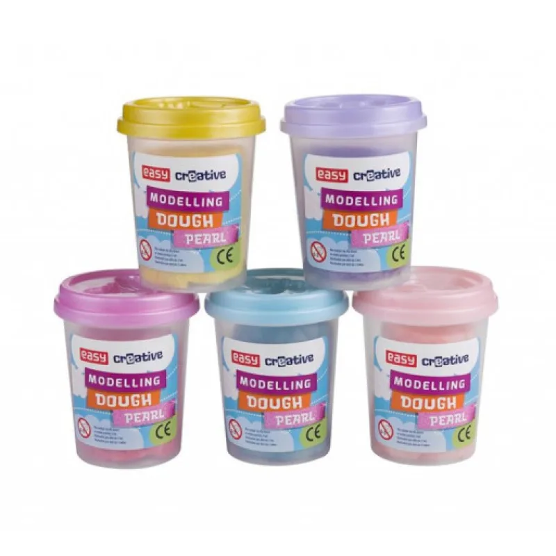 Easy Creative Sada perleťovné modelíny, velké kelímky 5 x 141g