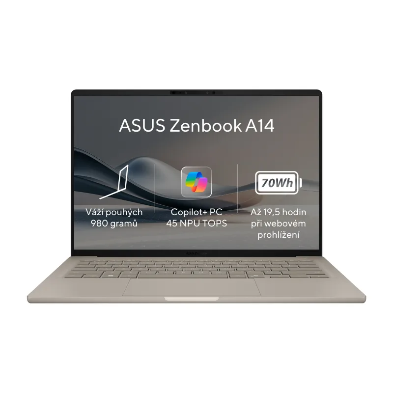 ASUS Zenbook A14/UX3407QA-OLED305W/SD-X1-26-100/14"/WUXGA/32GB/1TB/Adreno/W11H/Gold/2R UX3407QA-OLED305W