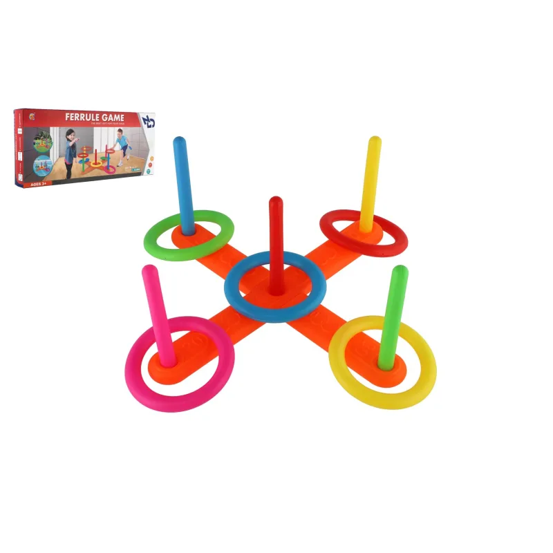 Teddies Hádzacia hra kríž s kruhmi plast 12ks v krabici 42x19x6cm