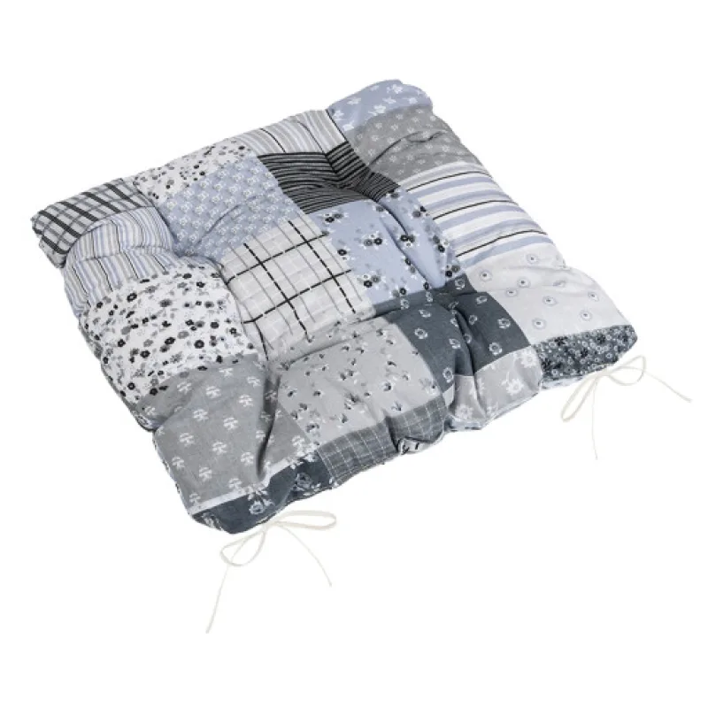 Bellatex Sedák Adéla prošívaný, Patchwork šedý - 40x40cm