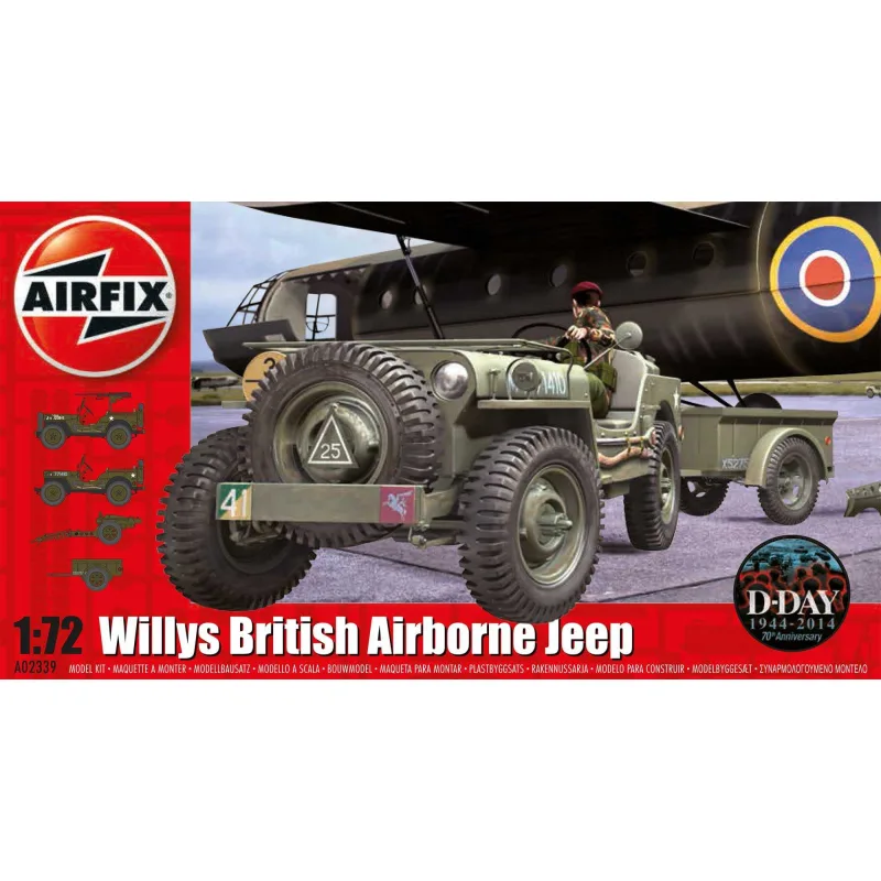 Airfix Classic Kit military A02339 - Willys Jeep, Príves & 6PDR Gun (1:72)