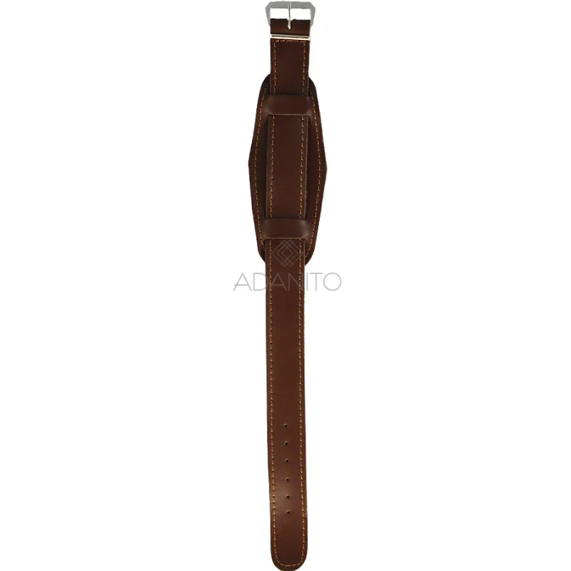 Predĺžený kožený remienok na hodinky s podložkou 20 mm hnedý ADANITO 108AL02W20
