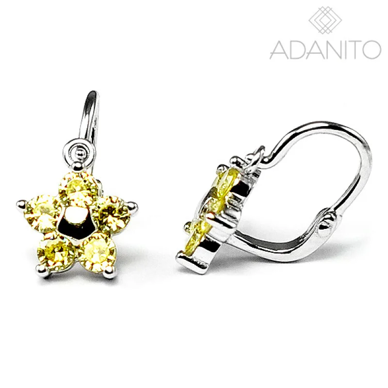 Detské strieborné náušnice žlté kvetinky BENETO AGUC2563D-YL