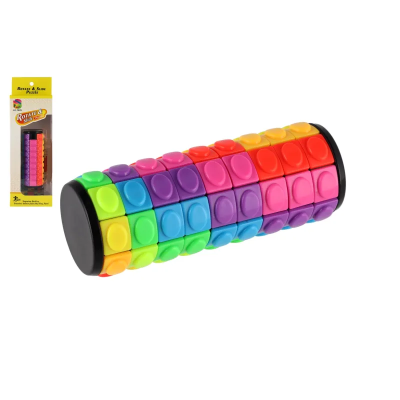 Teddies Hlavolam valec/veža farebný plast 11cm v krabičke 8x25x4,5cm