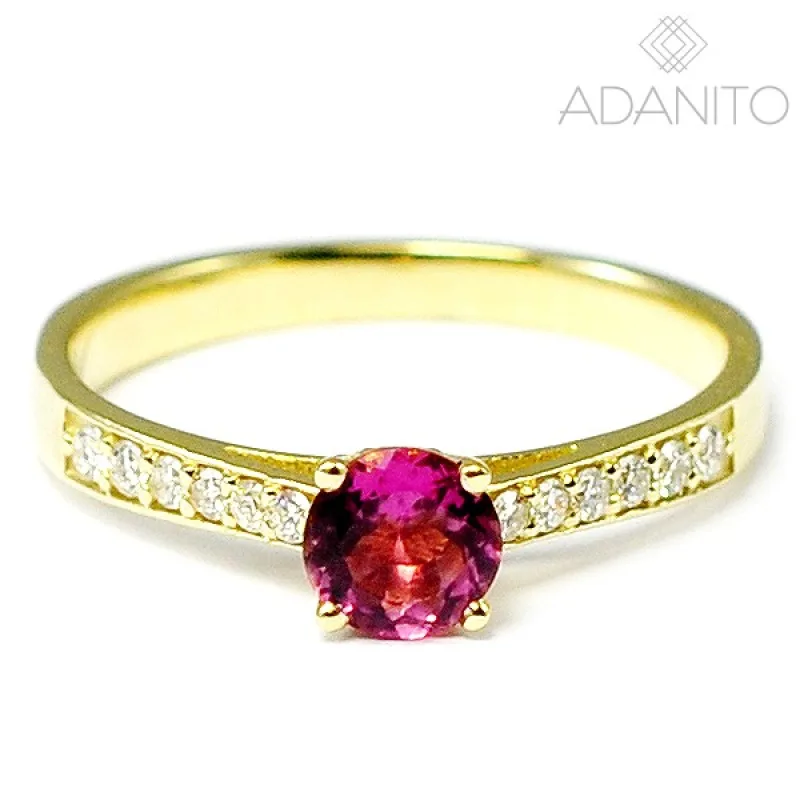 Zlatý briliantový prsten růžový turmalín ADANITO ZSK272