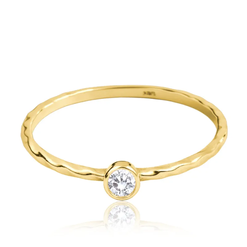 Decentný zlatý prsteň s bielym zirkónom Au 585/1000 MINET JMG0350WGR, 48, 0.60 g