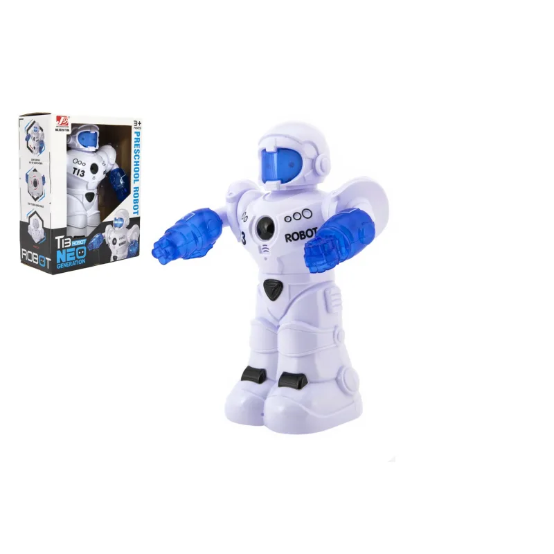 Teddies Robot jazdiaci plast 26cm Ang. hovoriaci na batérie so svetlom so zvukom v krabici 22x28x11cm