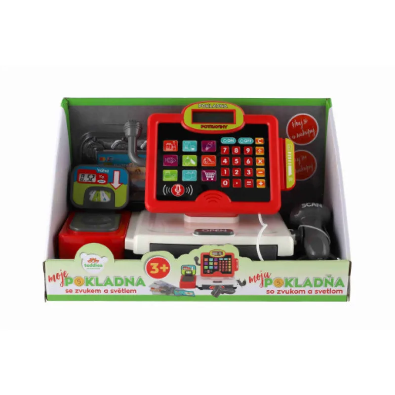 Teddies Dětská digitální pokladna s doplňky se zvukem a světlem 35x22x17cm