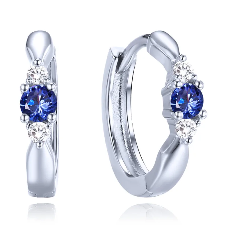 Strieborné náušnice s levanduľovo modrými a bielymi zirkónmi MINET JMAS0285BE00