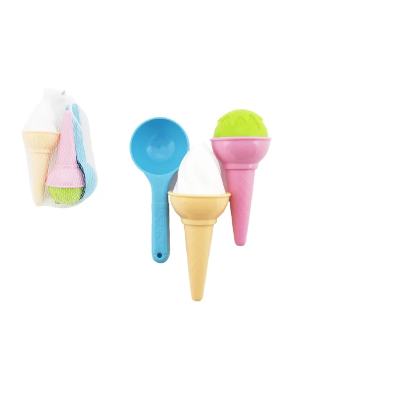 Teddies Formičky Bábovky na piesok plast zmrzlina 3ks v sieťke 17x10cm 12m+