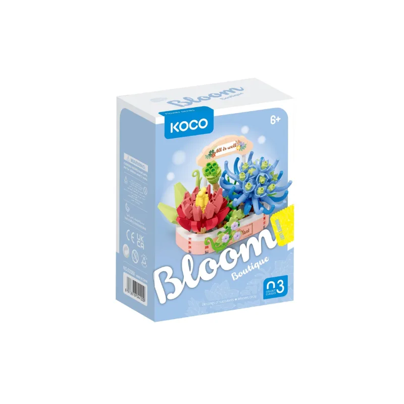 KOCO Stavebnica mini KOCO Kúzlo sukulentov plast 271ks v krabičke 11x15x6cm