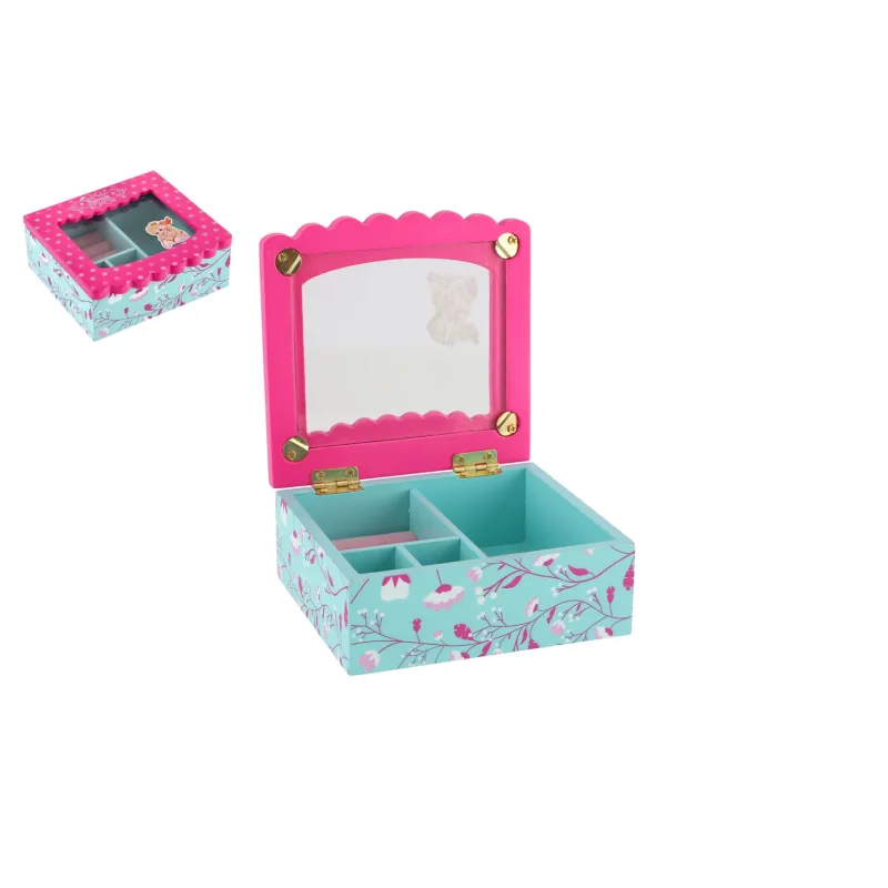 Teddies Skrinka šperkovnica Princess odklápací vrch drevo 12,5x12x5x5cm v krabičke
