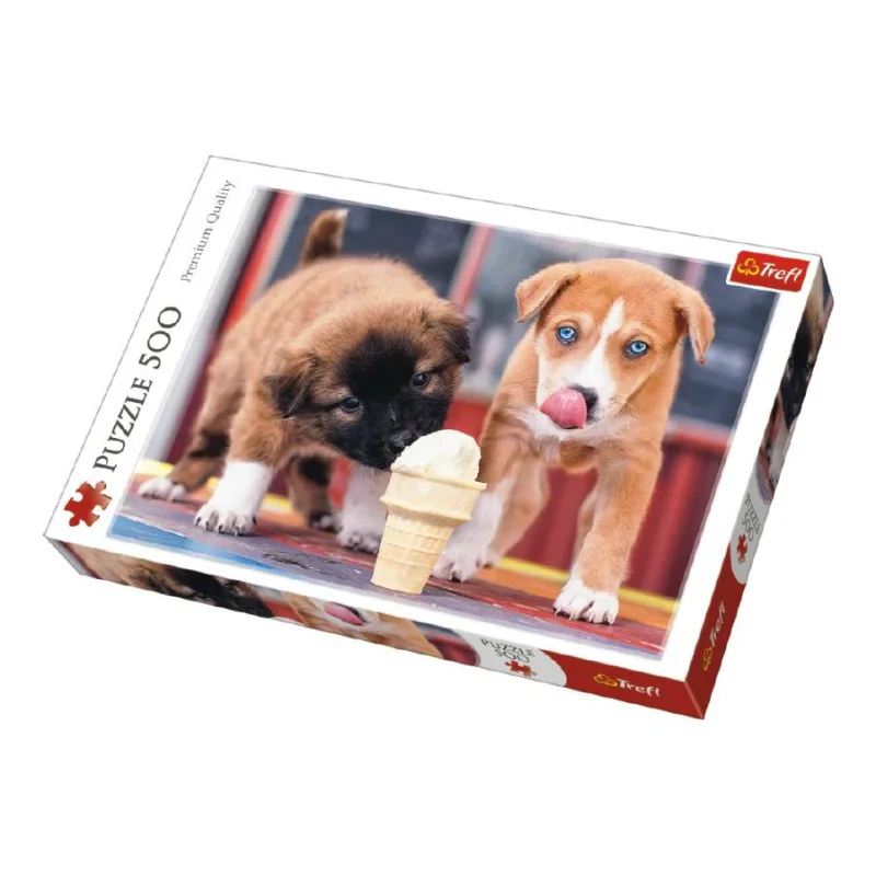 Trefl Puzzle Psíci so zmrzlinou 500 dielikov 48x34cm v krabici 40x27x4,5cm
