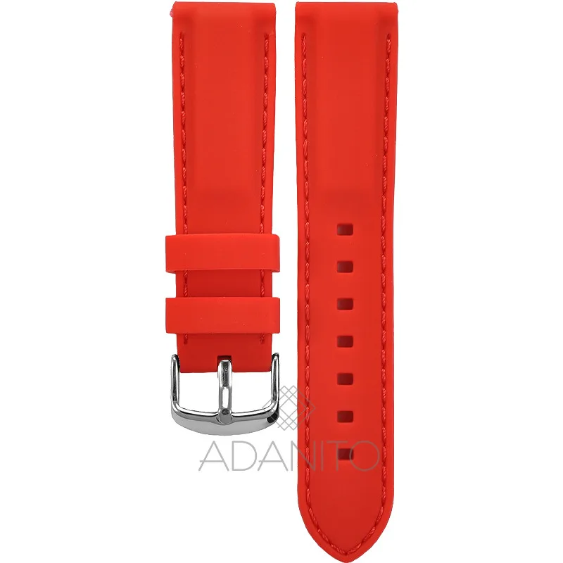 Silikónový remienok na hodinky 22 mm červený ADANITO TS002R06S06-22