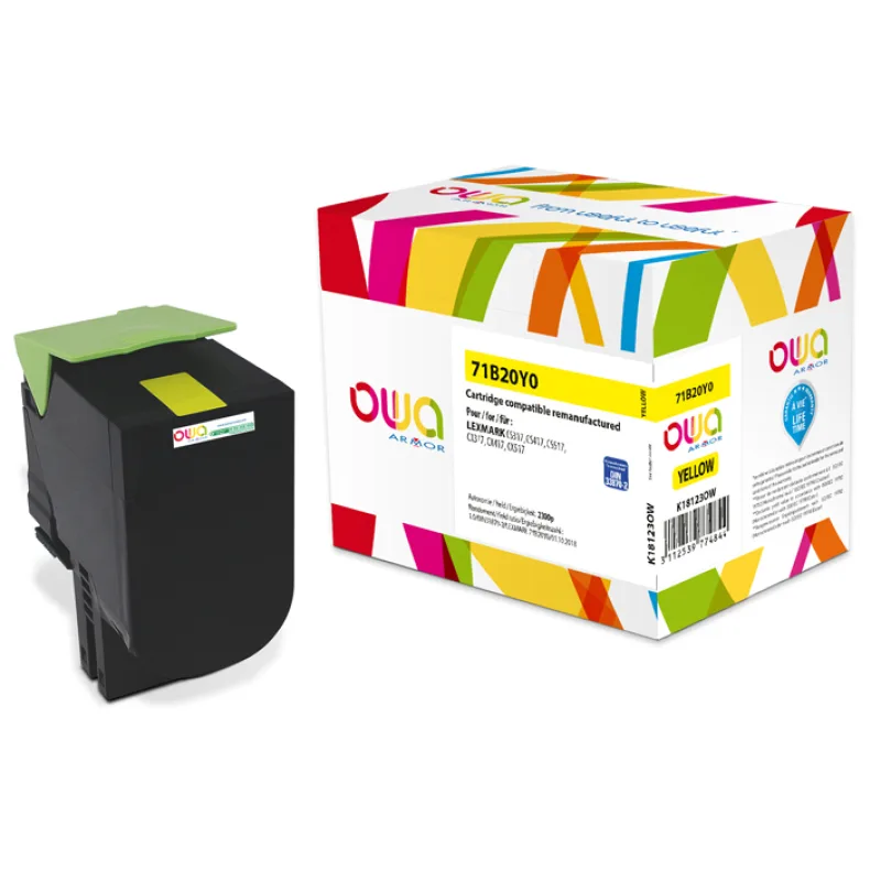 OWA Armor toner kompatibilní s LEXMARK 71B20Y0, 2300st, žlutá/yellow K18123OW