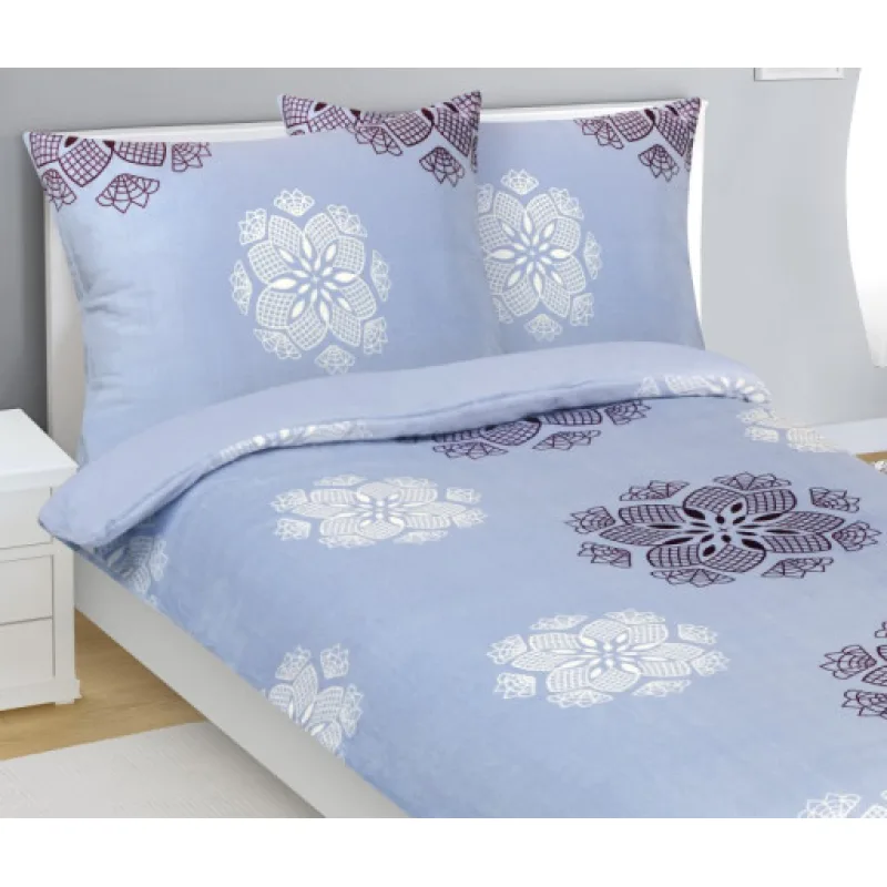 Bellatex Povlečení MIKROFLANEL, Modrá vločka - 140x200, 70x90 cm