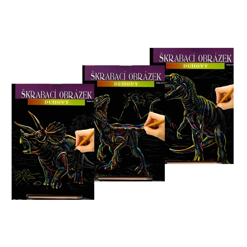 SMT Creatoys Škrabací obrázok dúhový A4 dinosaurus 23x32cm 3 druhy