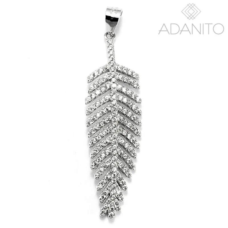 Strieborný prívesok list so zirkónmi BENETO AGH524
