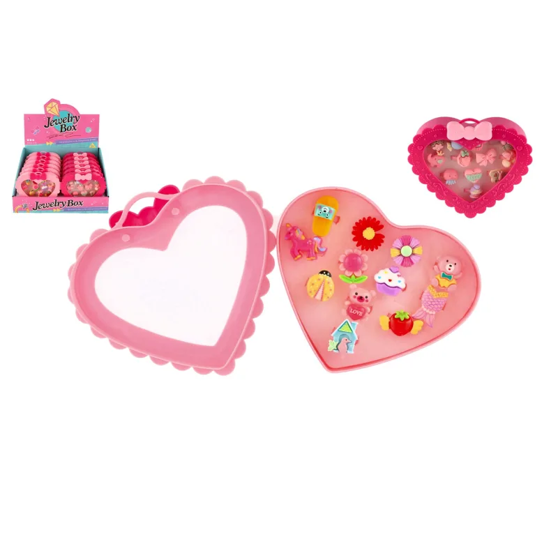 Teddies Prstene/Prsteň sada plast 12ks nastav. veľkosť 2 druhy v plastovej krabičke 13x12x4cm