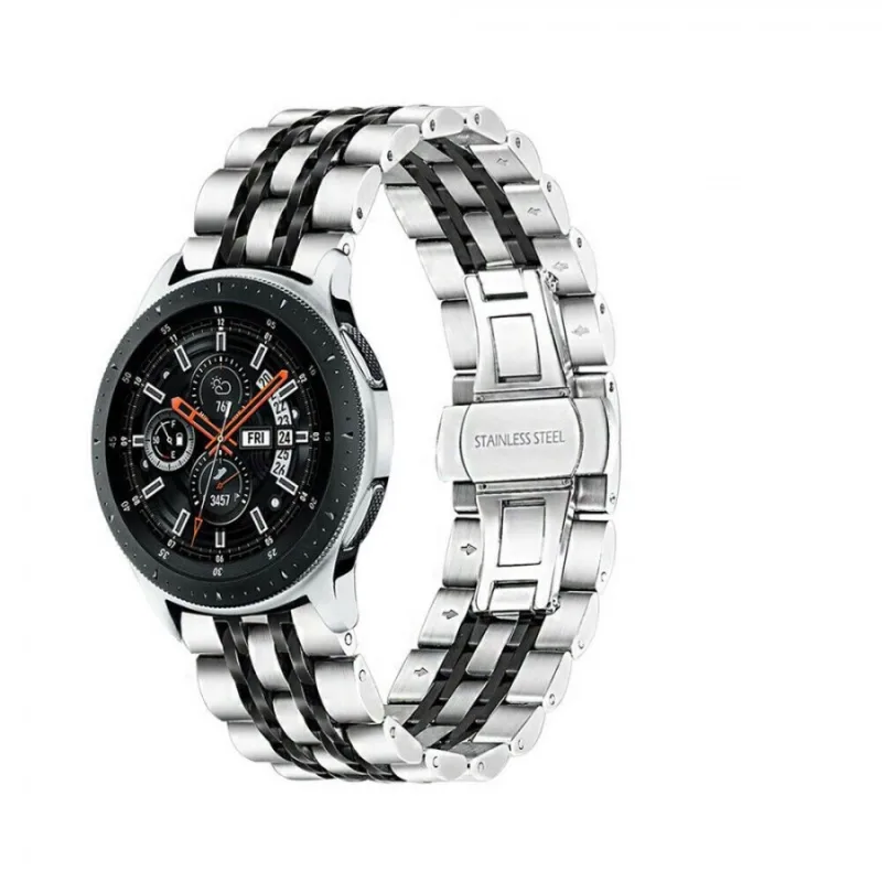 Kovový řemínek stříbrný / černý 20mm ESES 1530001484