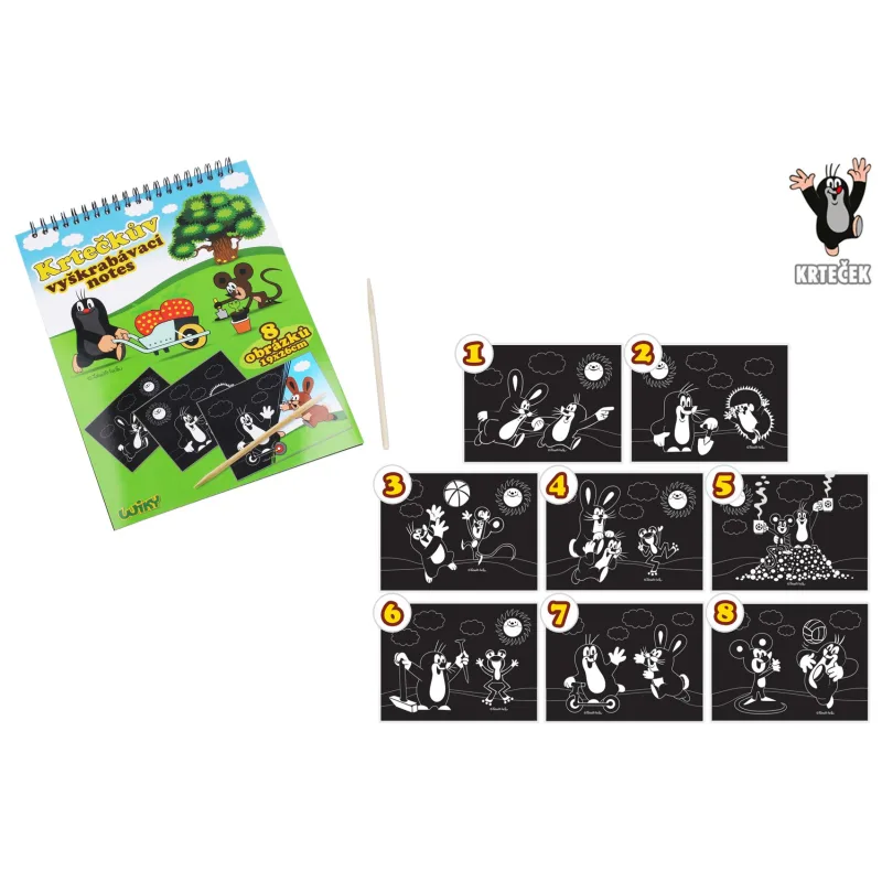 Škrabací/Vyškrabovací notes Krtko 8 listov 19x26cm v sáčku
