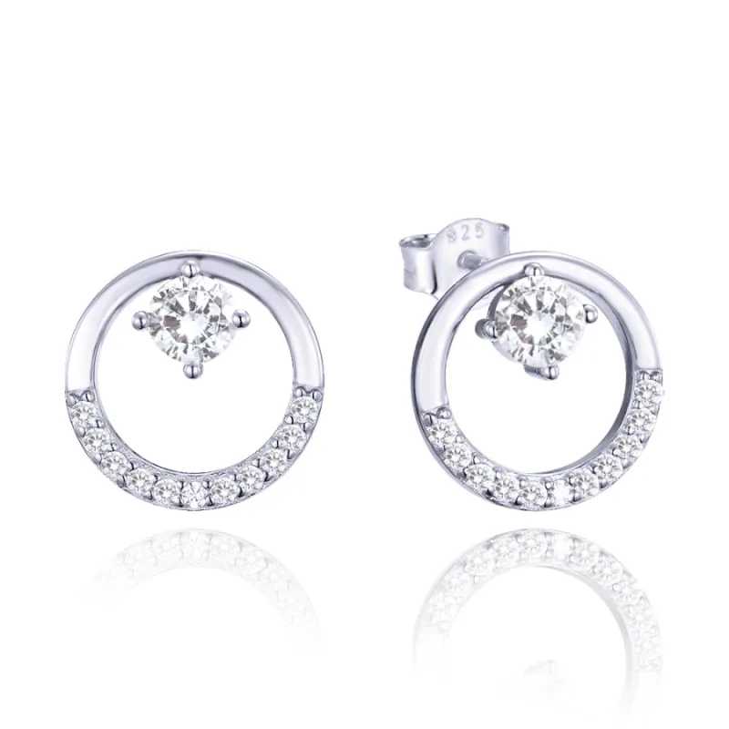 Luxusné strieborné náušnice s bielymi zirkónmi MINET JMAS0276SE00