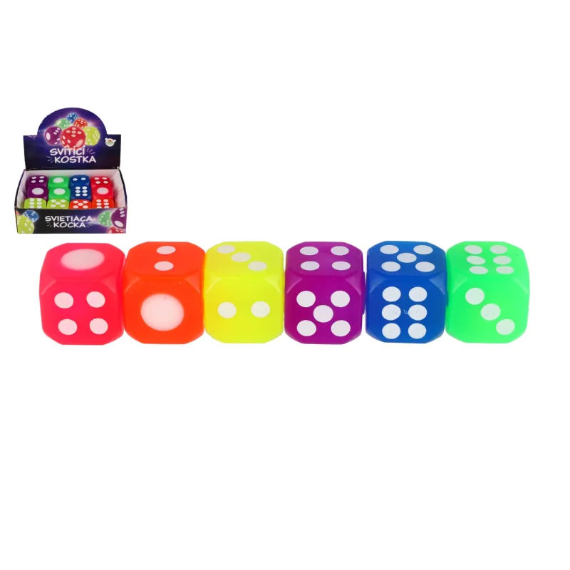 Teddies Kocka hracia svietiaca silikónová 4x4cm 6 farieb