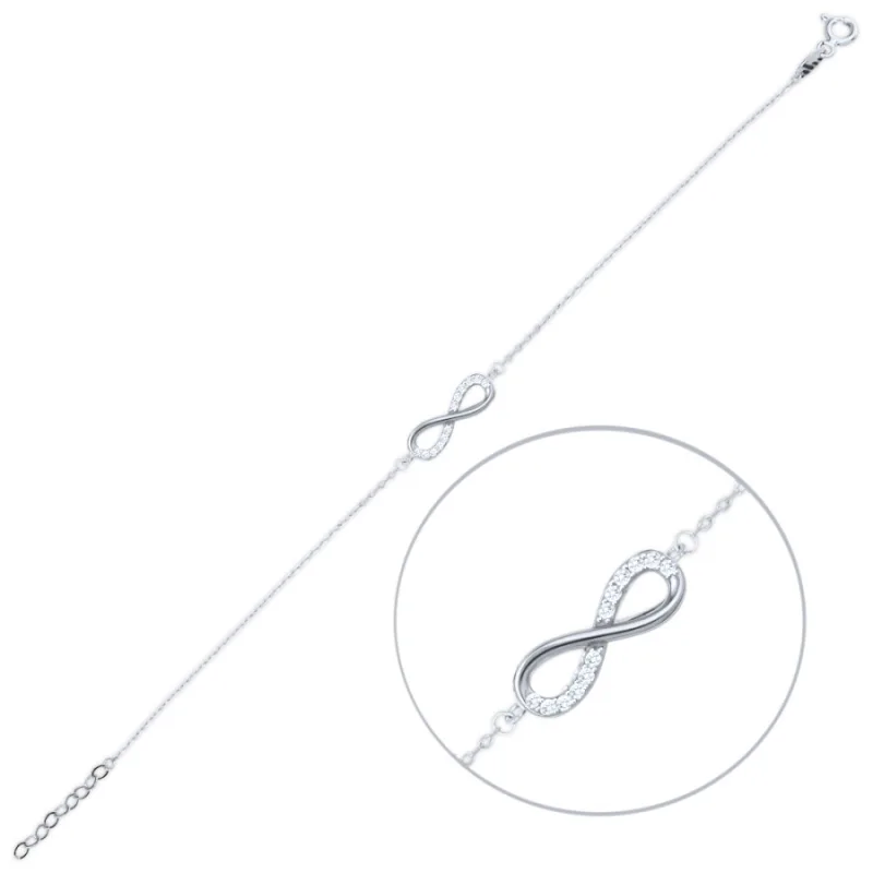 Elegantný náramok z bieleho zlata s bielymi zirkónmi Au 585/1000 1,15g MINET JMG0266WSB17