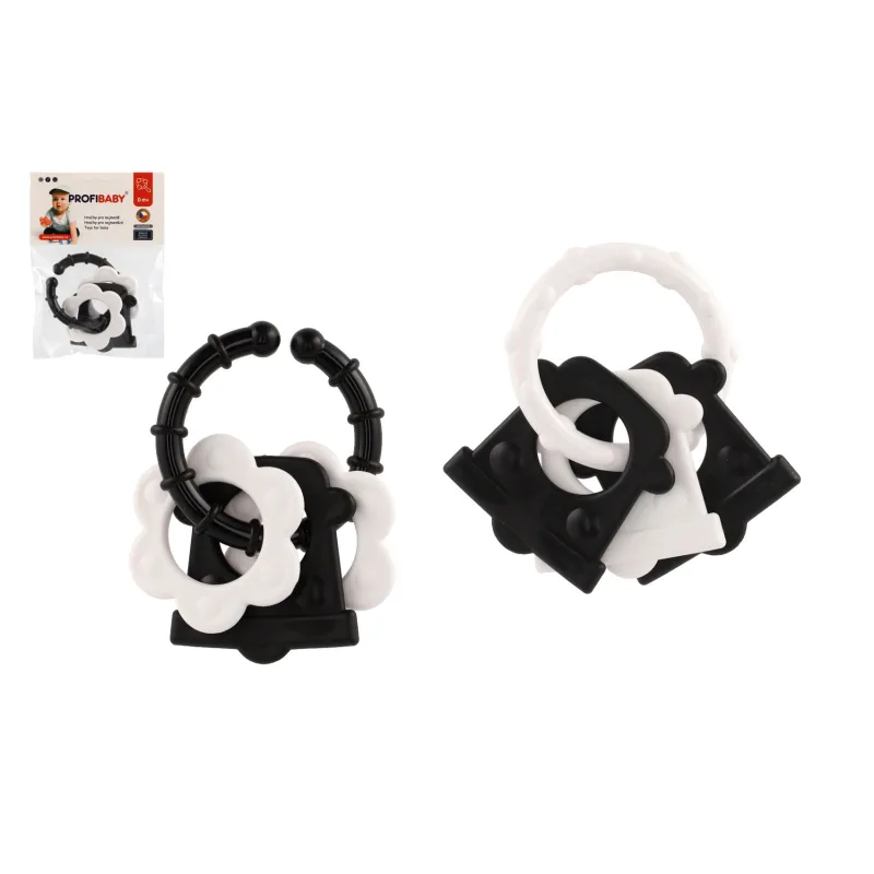 Profibaby Hryzátka 4 tvary plast čiernobiele 2 druhy v sáčku 0m+