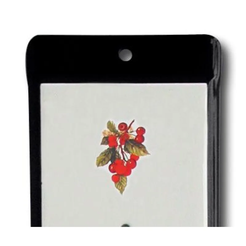 Venkovní teploměr smaltovaný, Černobílý 860x140 mm, Motiv Třešně