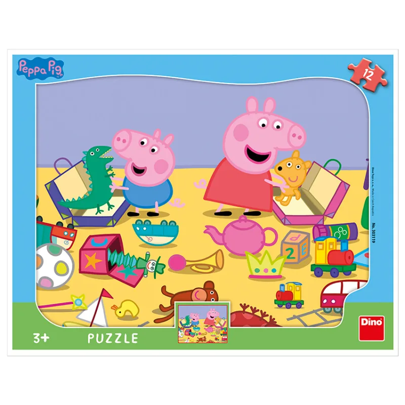 Dino PEPPA PIG PLAYS 12 doskových tvarov Puzzle