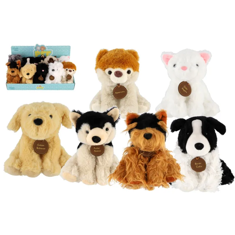Teddies Pes,kočka plyš 18cm mix druhů 10ks v boxu 0m+