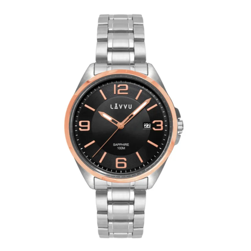 Pánske hodinky so zafírovým sklom HERNING Rose Gold LAVVU LWM0096